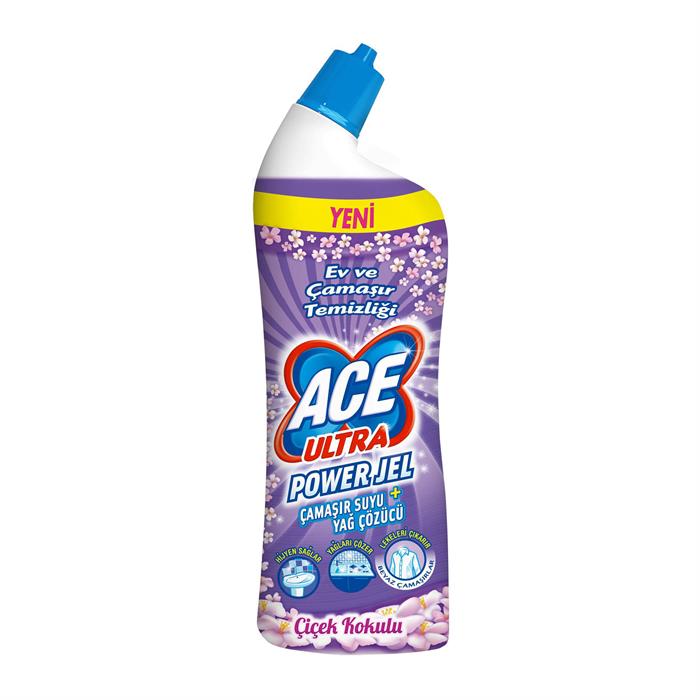 Ace Ultra Power Jel Çamaşır Suyu + Yağ Sökücü Çiçek Kokulu 750 ml