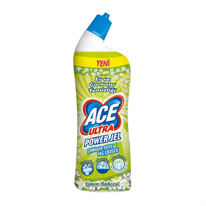 Ace Ultra Power Jel Çamaşır Suyu + Yağ Sökücü Limon Bahçesi 750 ml