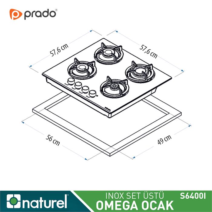 Naturel Omega S6400I FFD LPG Setüstü Ocak İnox