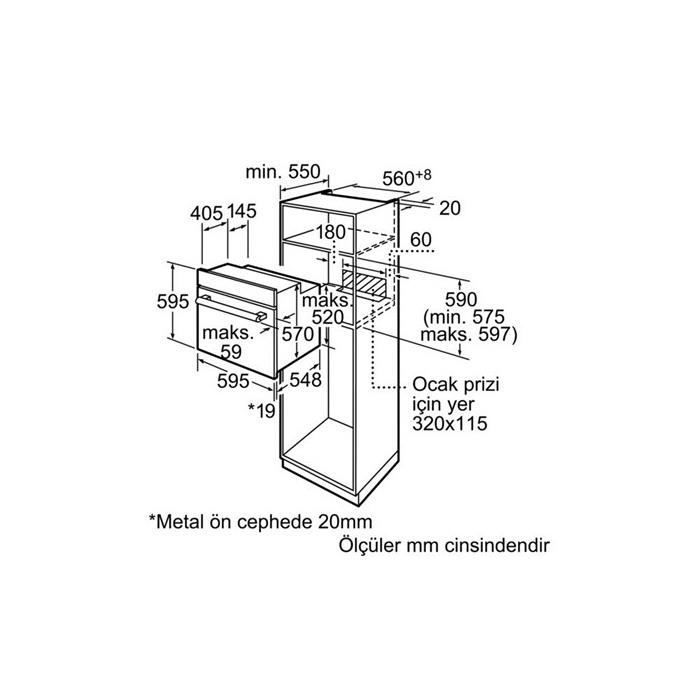 Bosch HBN301E2T Paslanmaz çelik Ankastre fırın