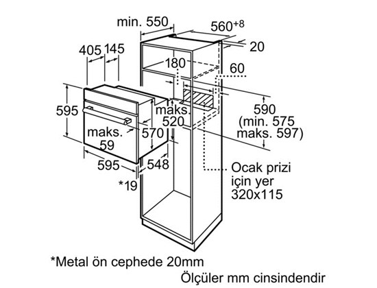 Bosch HBN301E2T Paslanmaz çelik Ankastre fırın
