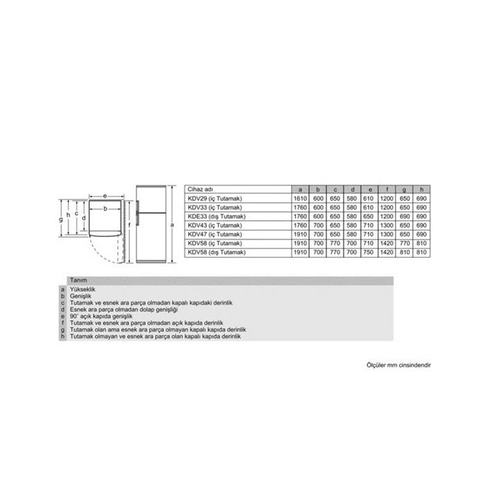 Bosch KDV47VW20N Low Frost Soğutucu A+