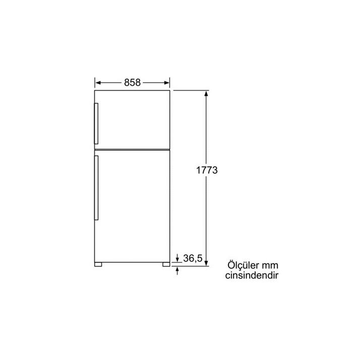 Bosch KDN74AL20N NoFrost, Üstten donduruculu Çelik görünümlü dış yüzey kapılar