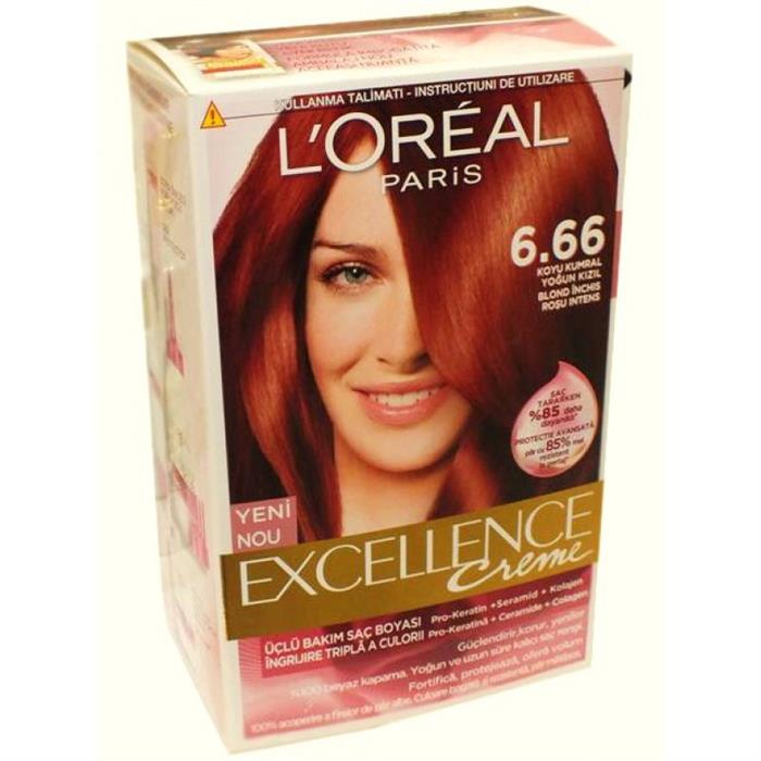 Loreal Excellence Koyu Kumral Yoğun Kızıl Saç Boyası 6,66