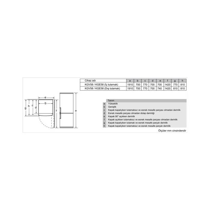 Bosch KGE58DL30N Çelik görünümlü Low Frost Kombi Buzdolabı A++