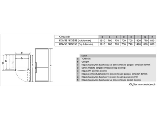 Bosch KGE58DL30N Çelik görünümlü Low Frost Kombi Buzdolabı A++