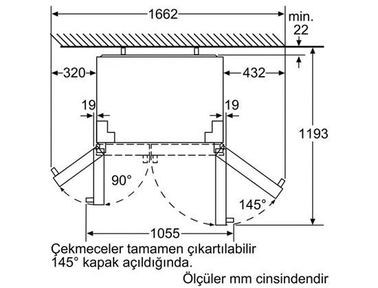Bosch KAN90VI20N No-Frost, Gardırop Tipi Soğutucu Kolay Temizlenebilir Inox Dış Yüzey Kapılar