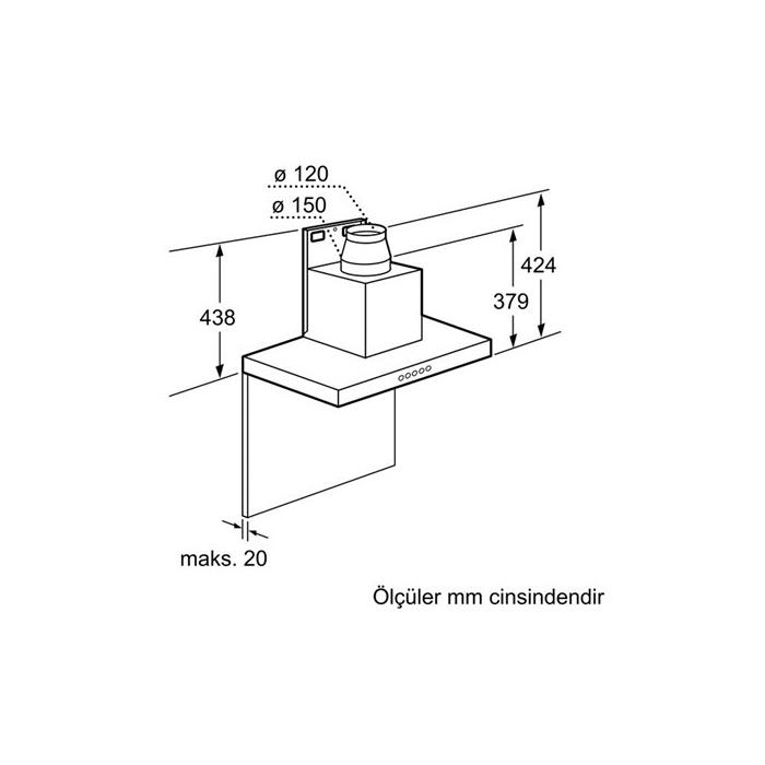 Bosch Serie | 2 DWB064W51T DWB064W51T Çelik Box-Tasarım Çelik Duvar Tipi Davlumbaz, 60 cm