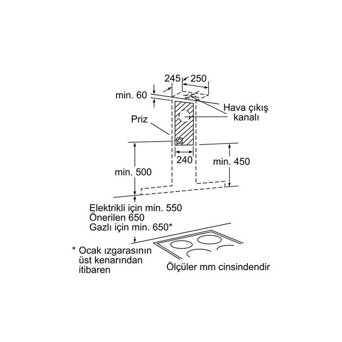 Bosch Serie | 2 DWB064W51T DWB064W51T Çelik Box-Tasarım Çelik Duvar Tipi Davlumbaz, 60 cm