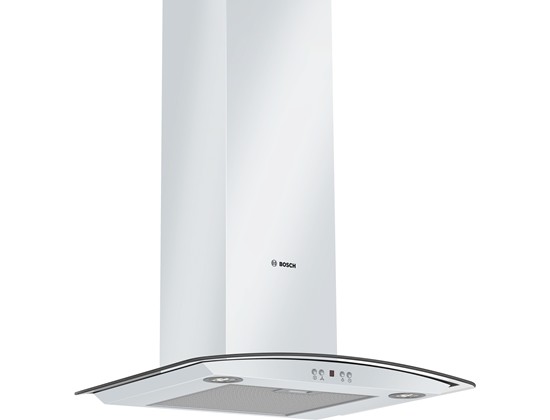 Bosch Serie | 4 DWA06E621 Beyaz Duvar Tipi Davlumbaz, 60 cm Camlı Tasarım Cam Dekorlu & Beyaz