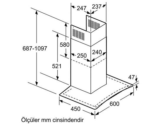 Bosch Serie | 4 DWA06E621 Beyaz Duvar Tipi Davlumbaz, 60 cm Camlı Tasarım Cam Dekorlu & Beyaz