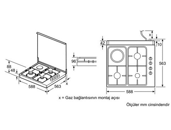 Bosch PBY0C2Y80O 60 cm Karışık Ocak Beyaz