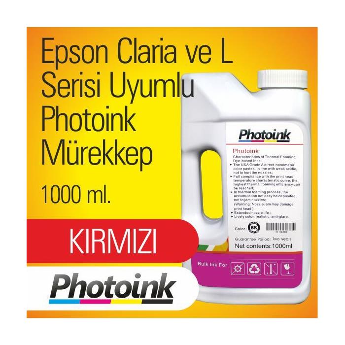 Epson uyumlu 1000 ml Kırmızı L100/110/200/210/220/ 300/310/355/455/550 /800/810/850/1300/1800