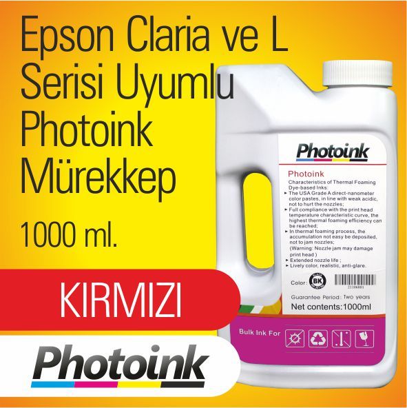 Epson uyumlu 1000 ml Kırmızı L100/110/200/210/220/ 300/310/355/455/550 /800/810/850/1300/1800