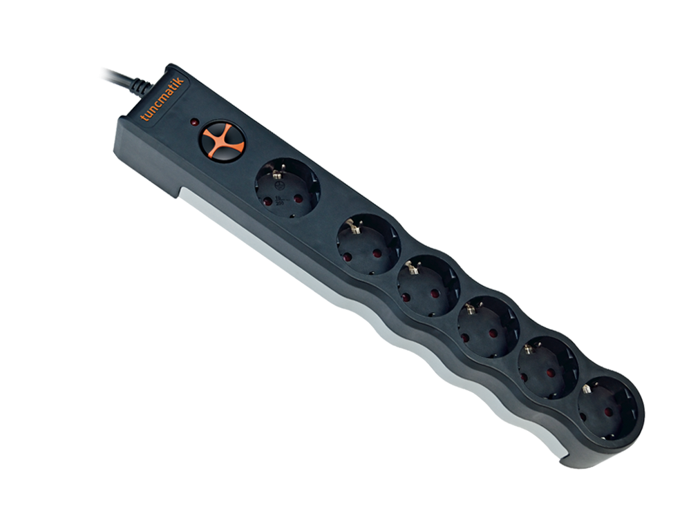 Tunçmatik Powersurge-6 Li Enerji Koruma Prizi 238 Joule  1.5Mt (Siyah)