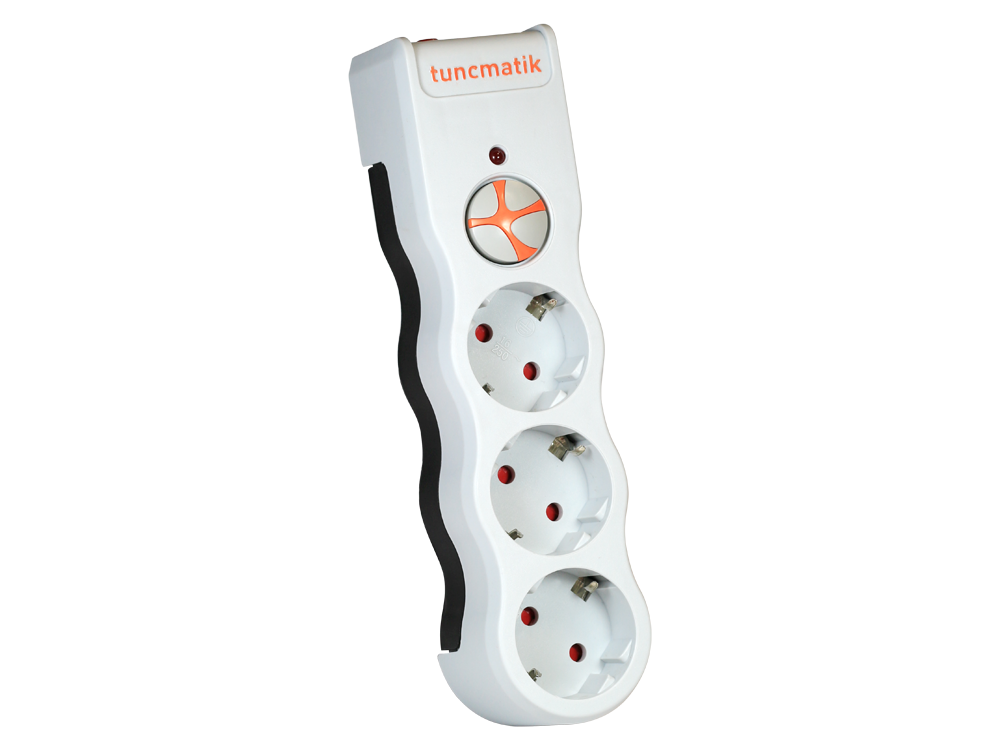 Tunçmatik Powersurge 3-Surge Protection Plug-525 Joule-White/ Yeni Model