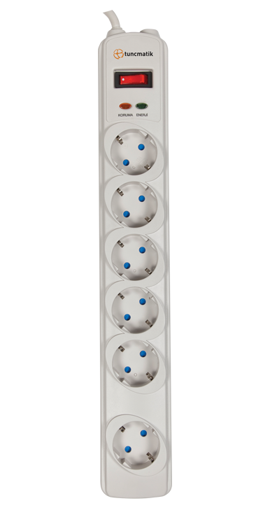 Tunçmatik Powersurge 6-Surge Protection Plug-350 Joule-White