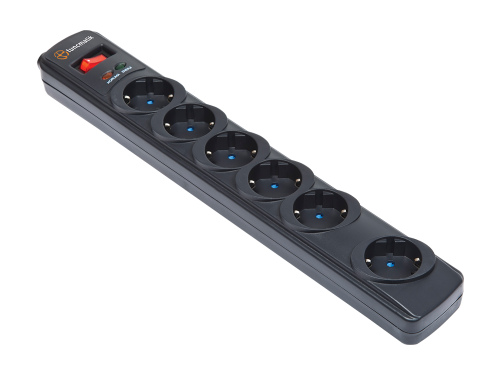 Tunçmatik Powersurge 6-Surge Protection Plug-350 Joule-Black