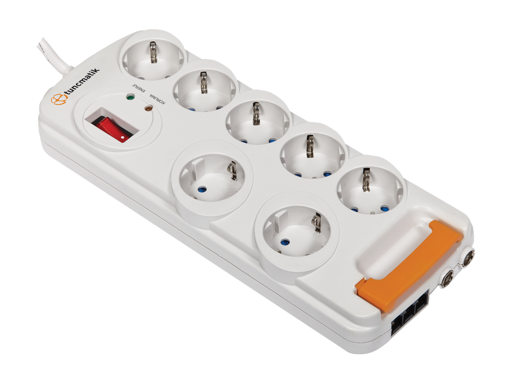Tunçmatik Surgepro Enerji Koruma Prizi 7'Li (1.5Mt) 918 Joule (Beyaz)