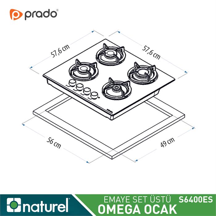 Naturel Omega S6400ES FFD LPG Setüstü Ocak Siyah