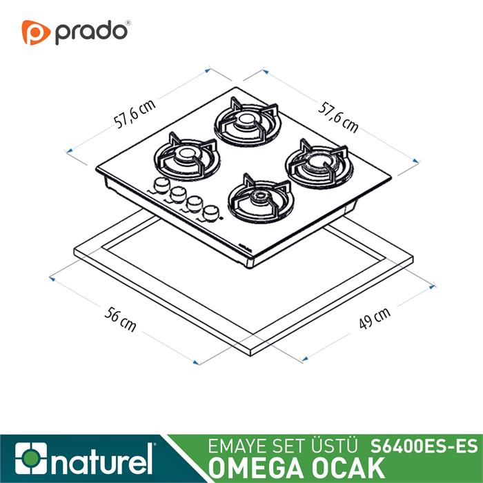 Naturel Omega Set Üstü LPG'li Emaye Ocak - Siyah