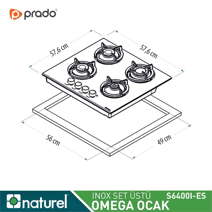 Naturel Omega Set Üstü LPG'li Emaye Ocak - İnox