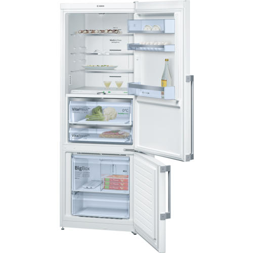 Bosch NoFrost, Kombi Buzdolabı Parlak Beyaz Dış Yüzey, Kapılar KGN56PW30N