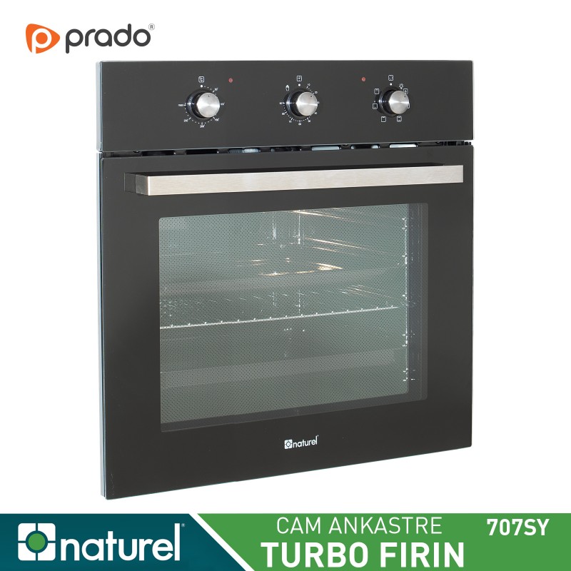 Naturel Cam Ankastre Turbo Fırın 707 - Siyah
