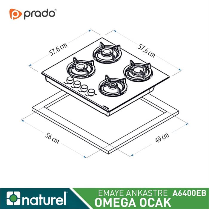 Naturel Omega Ankastre Emaye Ocak - Beyaz