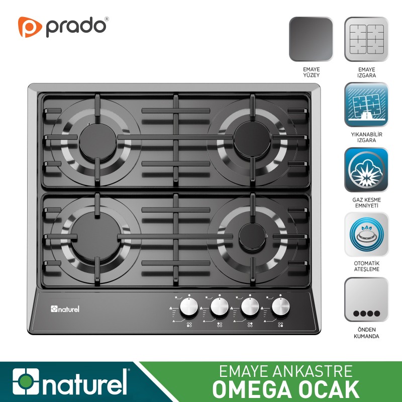 Naturel Cam Siyah Effe 3'lü Ankastre Set