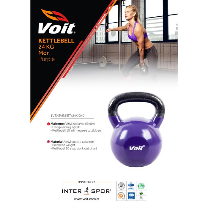 Voit Vınyl Kettlebell 24Kg Mor