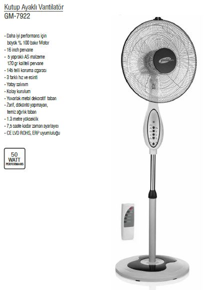 Goldmaster GM-7922 KUTUP Ayaklı Vantilatör