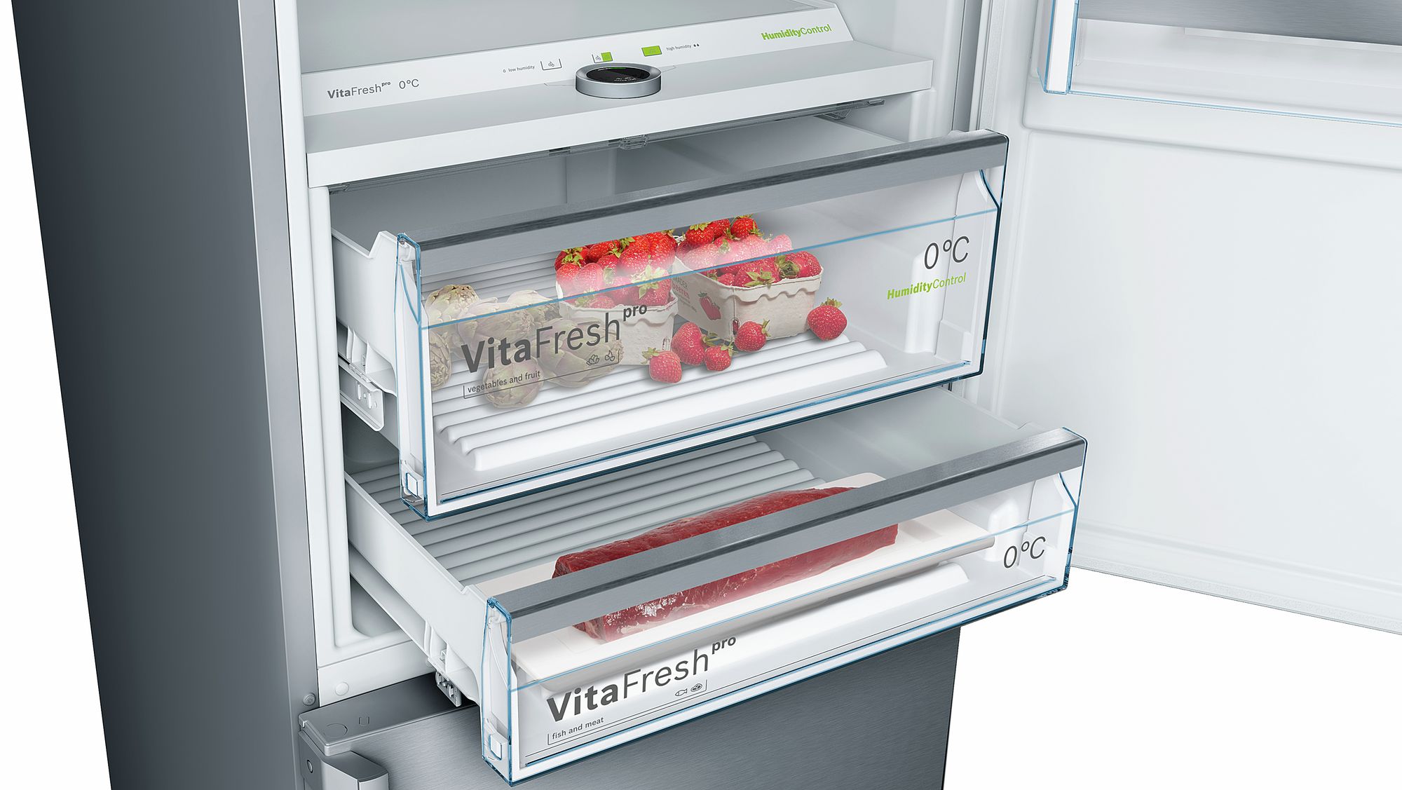 Bosch KGN56PI32N NoFrost, Kombi Buzdolabı Kolay Temizlenebilir Inox Dış Yüzey Kapılar