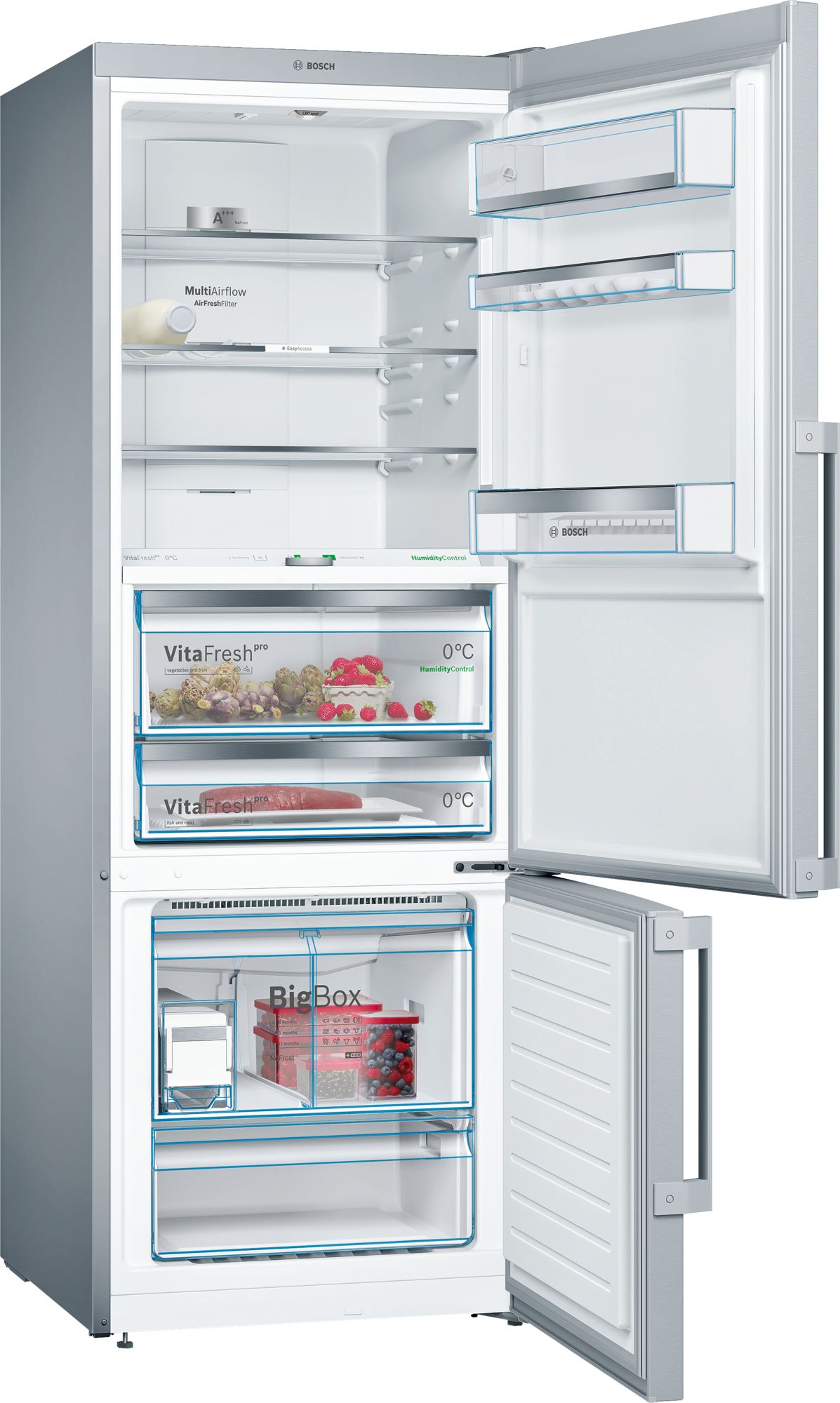 Bosch KGN56PI32N NoFrost, Kombi Buzdolabı Kolay Temizlenebilir Inox Dış Yüzey Kapılar