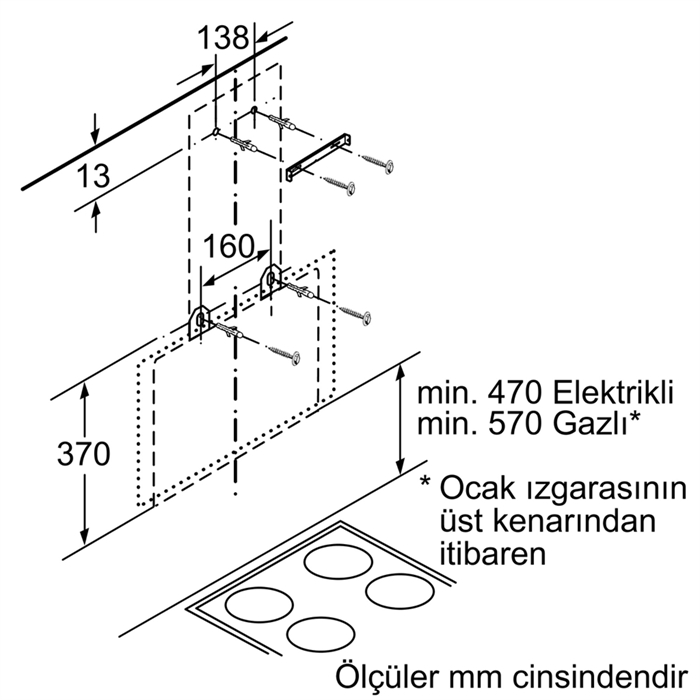 Bosch DWK66AJ20T Duvar Tipi Davlumbaz Eğimli Davlumbaz