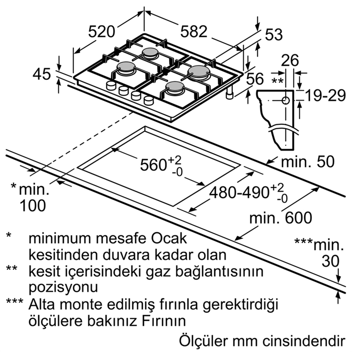 Bosch PCP6A5B90 Inox Ankastre Ocak