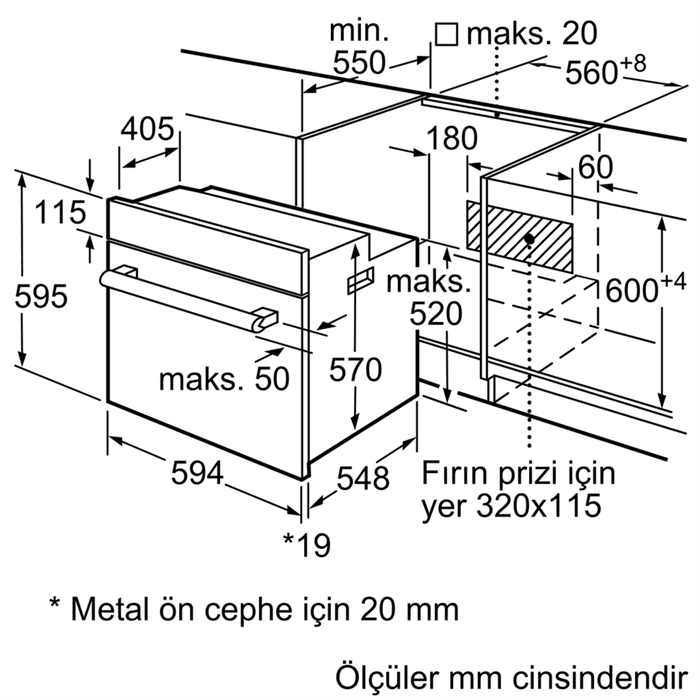 Bosch HBF514BH0T Gri Ankastre Fırın