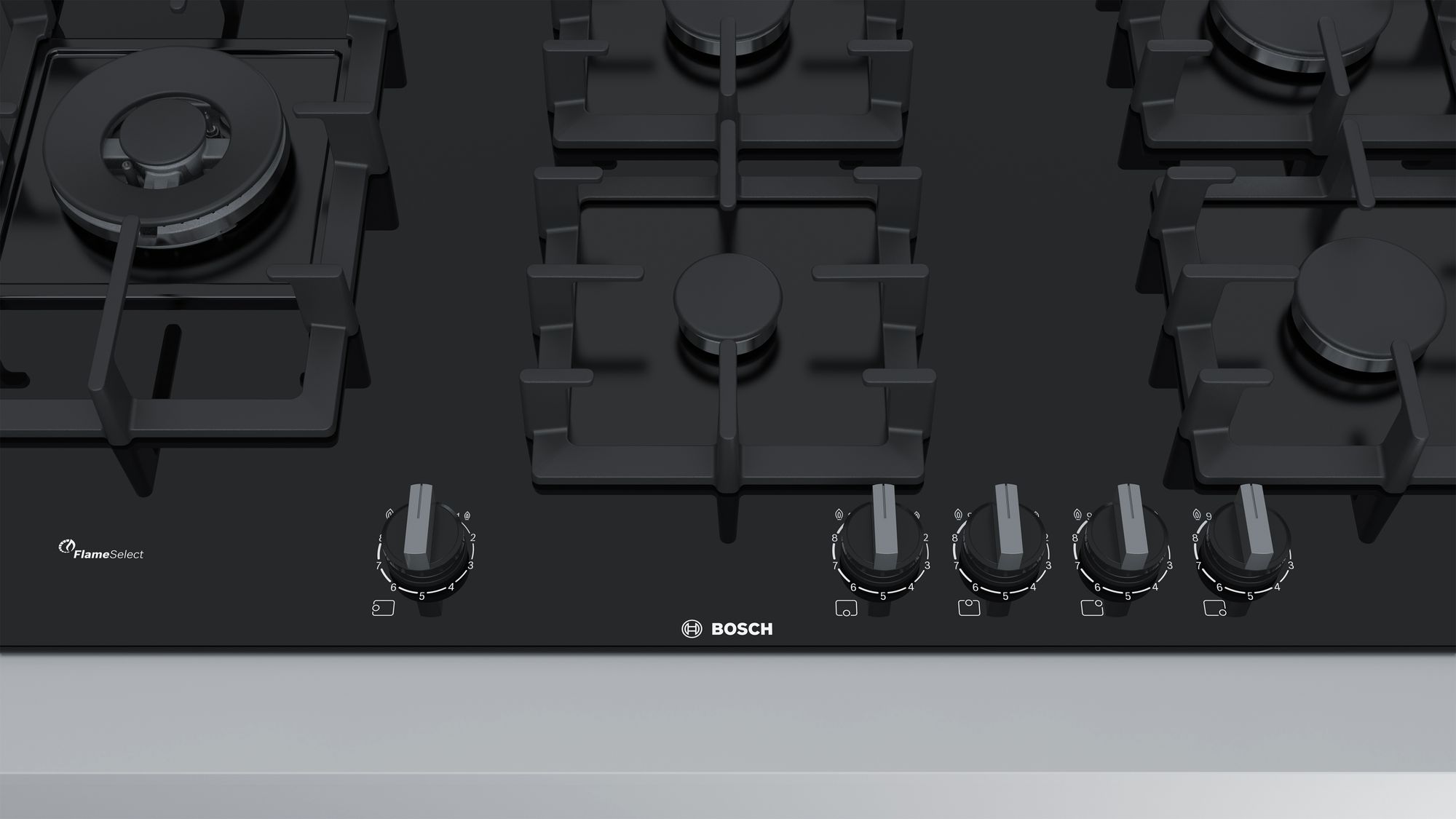 Bosch PPS9A6B90 Serie | 6 Gazlı Ocak, 90 cm Siyah