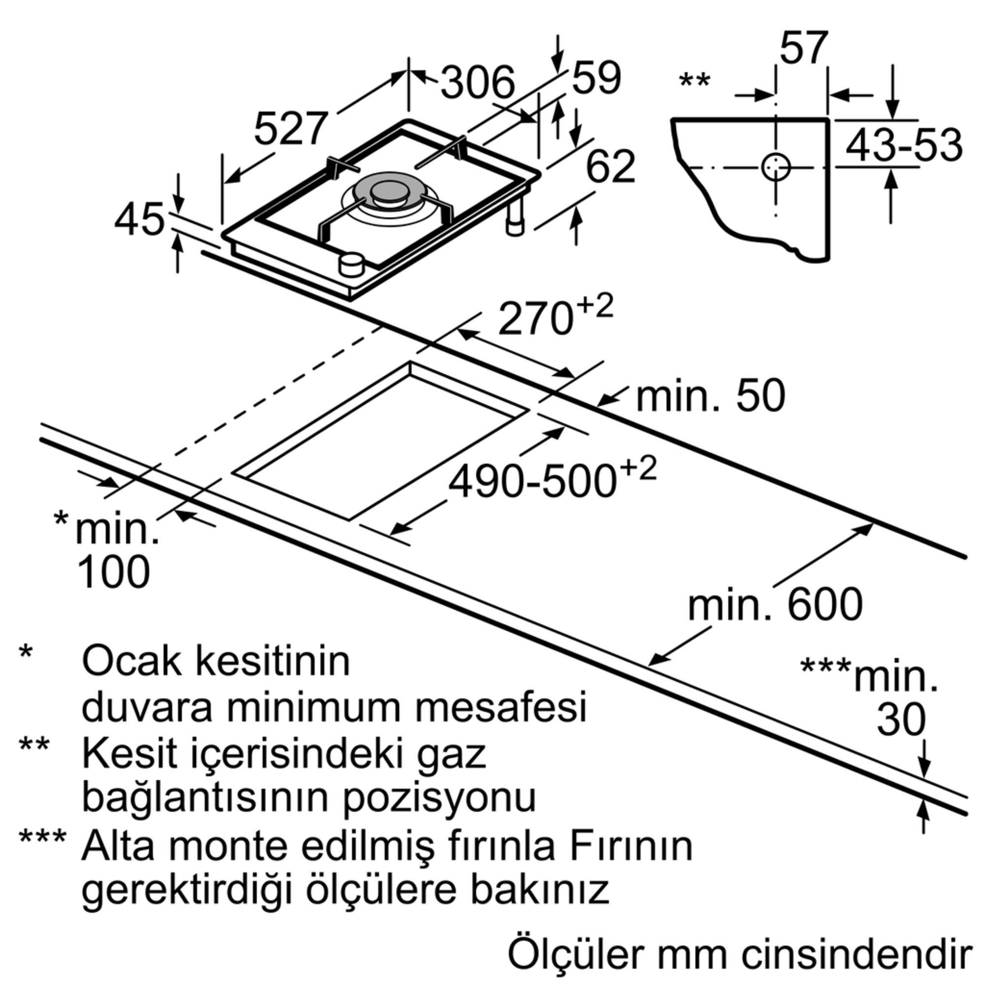 Bosch PRA3A6D70 Serie 8 Gazlı Domino Ocak 30 cm