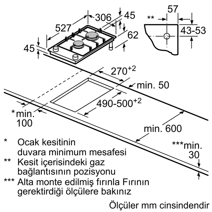 Bosch PRB3A6D70 Serie 8 Gazlı Domino Ocak 30 cm