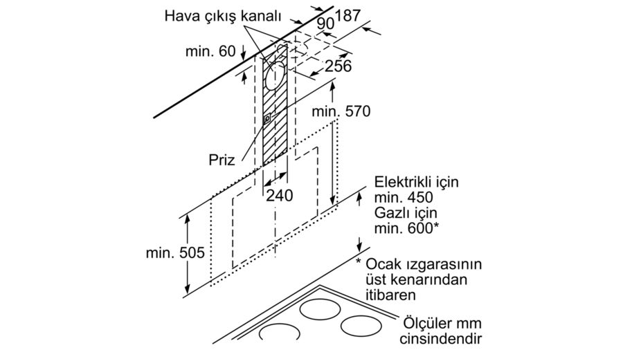 Bosch DWF67KM60 Siyah Duvar Tipi Davlumbaz
