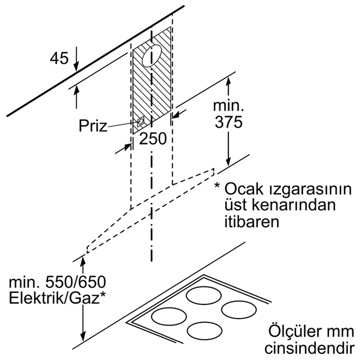 Bosch DWQ66DM50 Duvar Tipi Davlumbaz