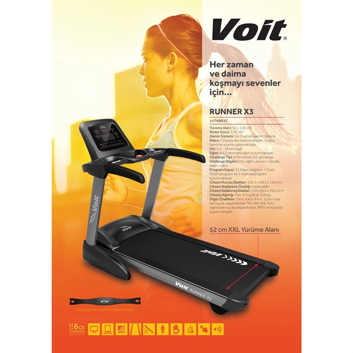 Voit Runner X3 Otomatik Eğimli Koşu Bandı 1VTKBRX3