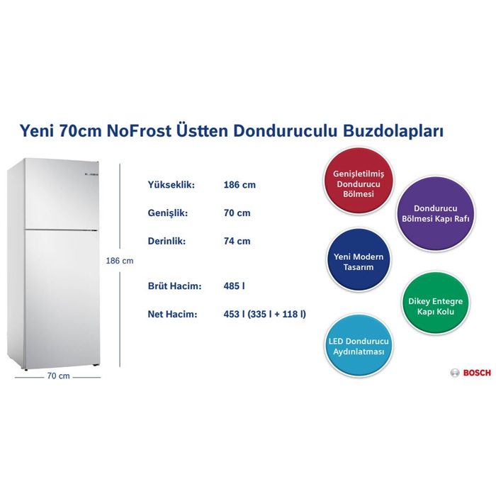 Bosch KDN55NWF0N No-Frost Buzdolabı A+