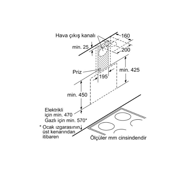 Bosch DWK65AD20R Duvar Tipi Davlumbaz 60 cm