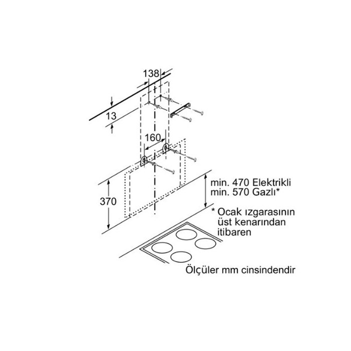 Bosch DWK65AD70R Duvar Tipi Davlumbaz 60 cm Antrasit Gri