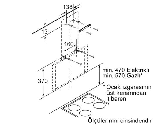 Bosch DWK65AD70R Duvar Tipi Davlumbaz 60 cm Antrasit Gri