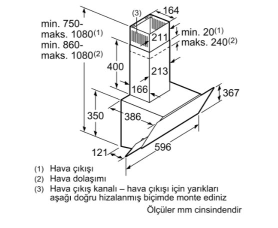 Bosch DWK65AD70R Duvar Tipi Davlumbaz 60 cm Antrasit Gri