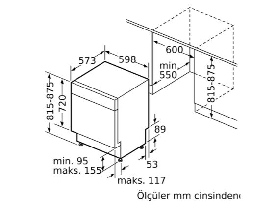 Bosch SMU46IS00T Tezgah Altı Bulaşık Makinesi