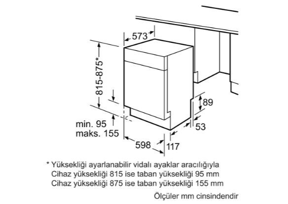 Bosch SMU46IS00T Tezgah Altı Bulaşık Makinesi
